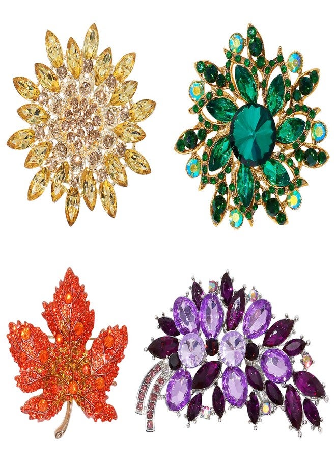 YOGEYOGE 4 Pcs Gold Brooches and Pins for Women, Pearl Brooch Vintage Rhinestone Flower Decorative Brooch Pins Clothing Brooches for Women (Mixed Colors) (Multicolor) - Image 1